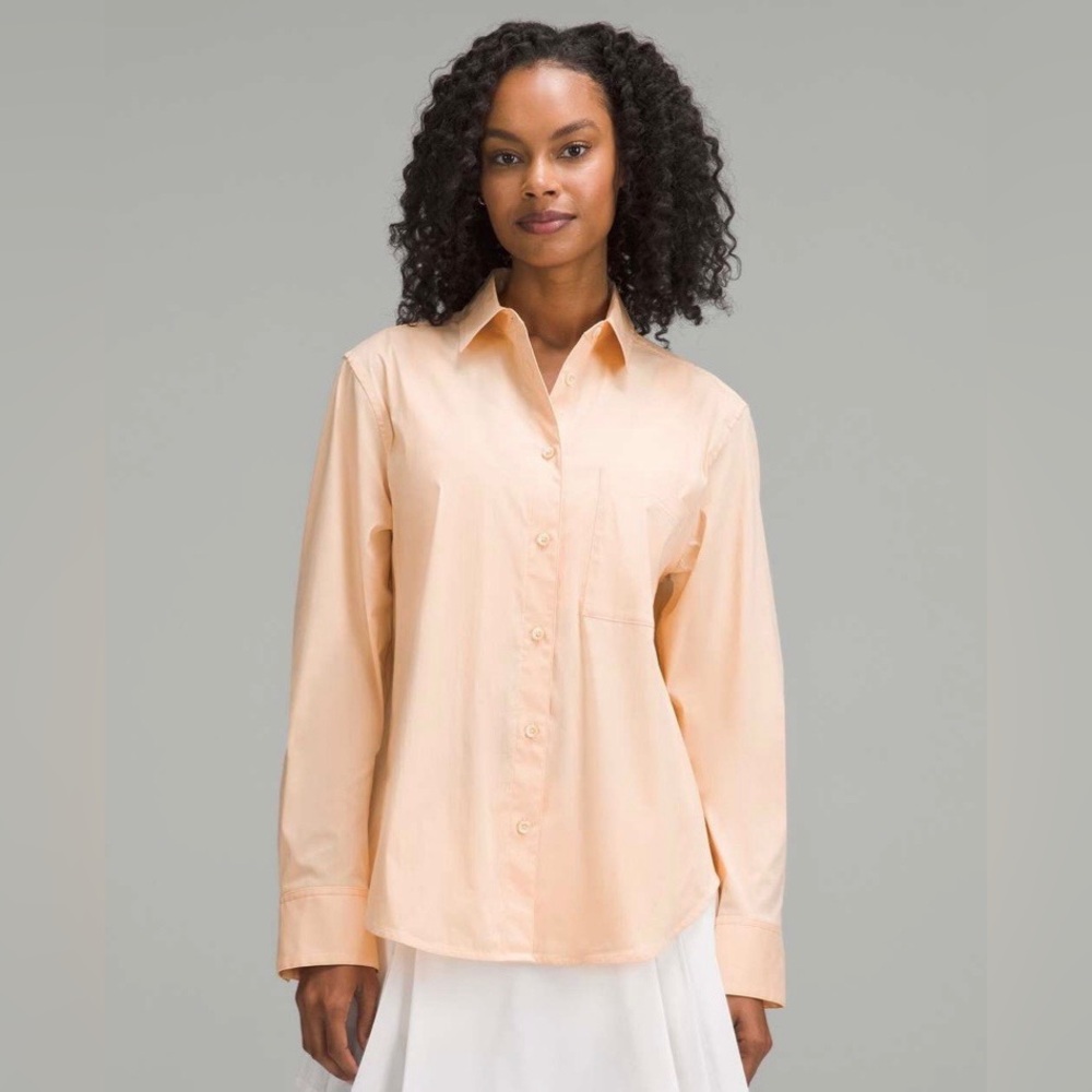 NWT Lululemon relaxed-fit cotton blend poplin button down shirt